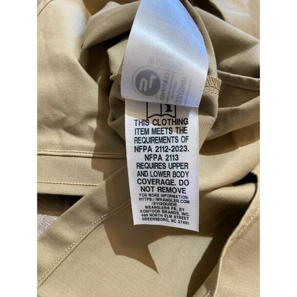 Wrangler FR Flame Resistant Mens XXL Long Sleeve Western Canvas Tan Work Shirt